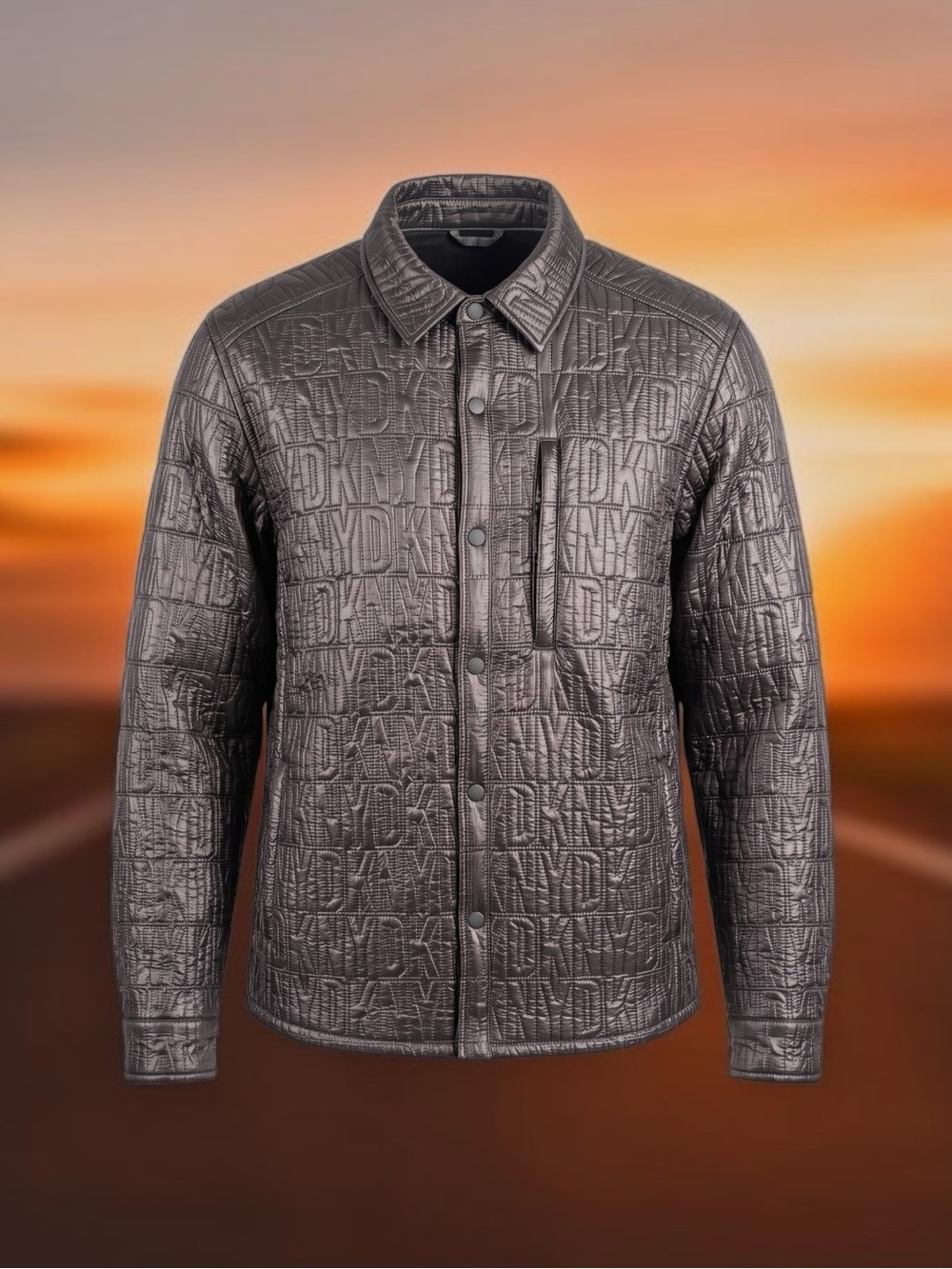 DKNY Men’s Quilted Black Logo-Embossed Jacket